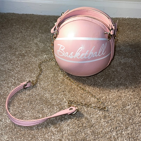 *USED* Pink Women’s Basketball Shaped Cross Body Handbag Mini - Picture 1 of 5